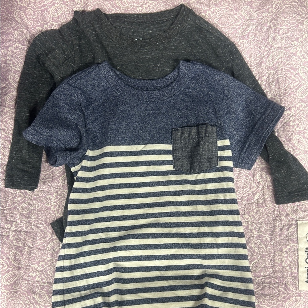 Cat & Jack Navy and Gray Striped Tee